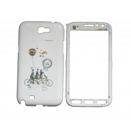 Coque semi-intégrale pour Samsung Galaxy Note 2/N7100 vélo tandem + film protection écran offert