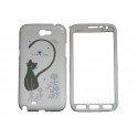 Coque semi-intégrale pour Samsung Galaxy Note 2/N7100 chat cur bleu + film protection écran offert