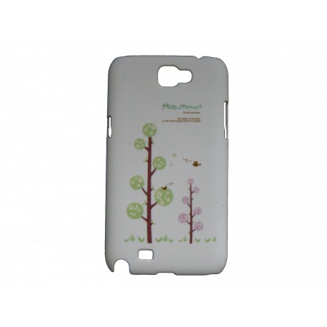 Coque pour Samsung Galaxy Note 2/N7100 blanche arbres  + film protection écran offert