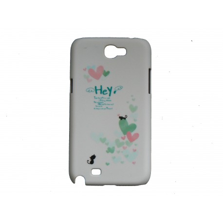 Coque pour Samsung Galaxy Note 2/N7100 chat noir curs verts  + film protection écran offert