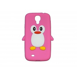 Coque silicone pour Samsung Galaxy S4 / I9500 pingouin rose bonbon + film protection écran offert