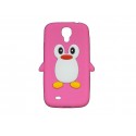 Coque silicone pour Samsung Galaxy S4 / I9500 pingouin rose bonbon + film protection écran offert