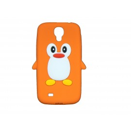 Coque silicone pour Samsung Galaxy S4 / I9500 pingouin orange + film protection écran offert