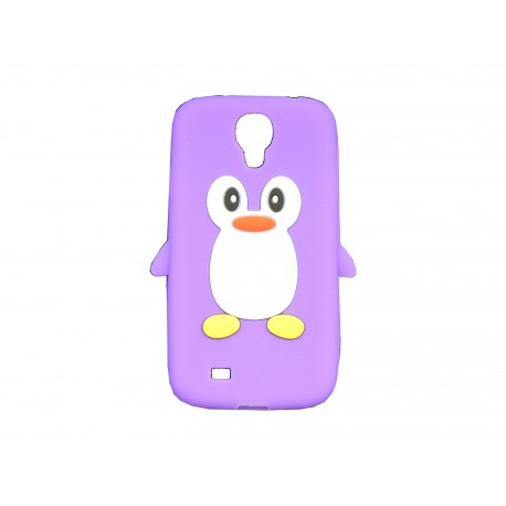 Coque silicone pour Samsung Galaxy S4 / I9500 pingouin violet + film protection écran offert