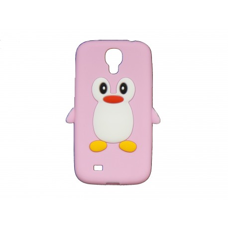 Coque silicone pour Samsung Galaxy S4 / I9500 pingouin rose clair + film protection écran offert