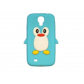 Coque silicone pour Samsung Galaxy S4 / I9500 pingouin bleu turquoise + film protection écran offert