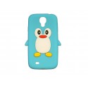 Coque silicone pour Samsung Galaxy S4 / I9500 pingouin bleu turquoise + film protection écran offert
