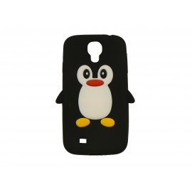 Coque silicone pour Samsung Galaxy S4 / I9500 pingouin noir + film protection écran offert