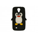 Coque silicone pour Samsung Galaxy S4 / I9500 pingouin noir + film protection écran offert