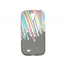 Coque silicone pour Samsung Galaxy S4 / I9500 noire étoiles filantes + film protection écran offert