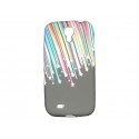 Coque silicone pour Samsung Galaxy S4 / I9500 noire étoiles filantes + film protection écran offert