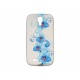 Coque silicone pour Samsung Galaxy S4 / I9500 blanche fleurs bleues + film protection écran offert
