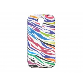 Coque silicone pour Samsung Galaxy S4 / I9500 zèbre multicolore + film protection écran offert