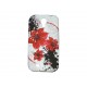 Coque silicone blanche pour Samsung Galaxy S4 / I9500 fleurs rouges + film protection écran offert