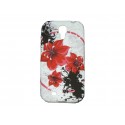 Coque silicone blanche pour Samsung Galaxy S4 / I9500 fleurs rouges + film protection écran offert