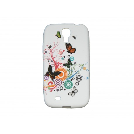 Coque silicone pour Samsung Galaxy S4 / I9500 papillons et cercles multicolores + film protection écran offert