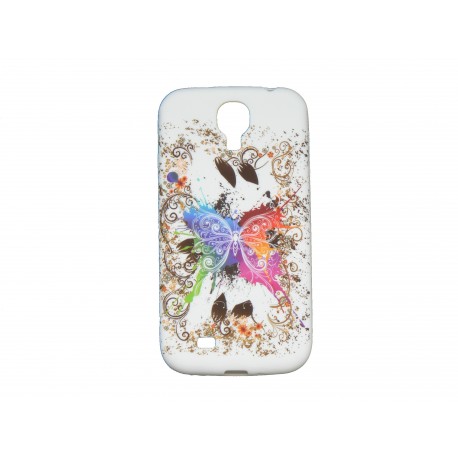 Coque silicone pour Samsung Galaxy S4 / I9500 papillon multicolore + film protection écran offert