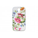 Coque silicone pour Samsung Galaxy S4 / I9500 fleurs roses et bleues + film protection écran offert