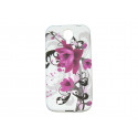 Coque silicone pour Samsung Galaxy S4 / I9500 fleurs roses + film protection écran offert