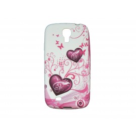 Coque silicone pour Samsung Galaxy S4 / I9500 coeurs roses + film protection écran offert