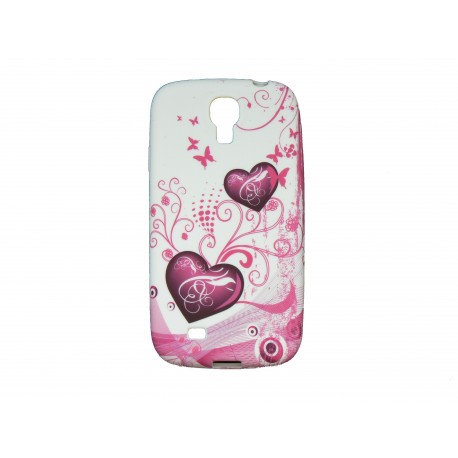 Coque silicone pour Samsung Galaxy S4 / I9500 coeurs roses + film protection écran offert