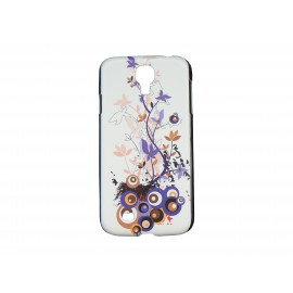 Coque pour Samsung Galaxy S4 / I9500 cercles fleurs mauves + film protection écran offert