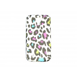 Coque silicone pour Samsung Galaxy S4 / I9500 léopard multicolore + film protection écran offert