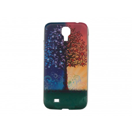 Coque pour Samsung Galaxy S4 / I9500 arbre bleu orangé + film protection écran offert