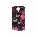 Coque silicone pour Samsung Galaxy S4 / I9500 papillons blancs et roses + film protection écran offert