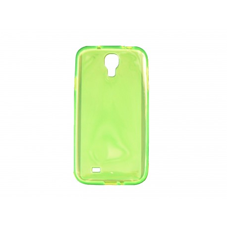 Coque silicone pour Samsung Galaxy S4 / I9500 transparente verte + film protection écran offert