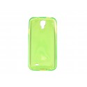 Coque silicone pour Samsung Galaxy S4 / I9500 transparente verte + film protection écran offert