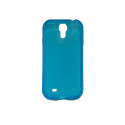 Coque silicone pour Samsung Galaxy S4 / I9500 transparente bleue + film protection écran offert