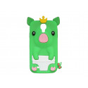 Coque silicone pour Samsung Galaxy S4 / I9500 cochon vert + film protection écran offert