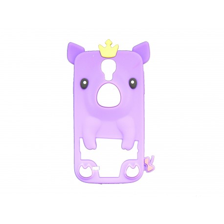 Coque silicone pour Samsung Galaxy S4 / I9500 cochon violet + film protection écran offert