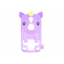 Coque silicone pour Samsung Galaxy S4 / I9500 cochon violet + film protection écran offert