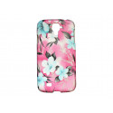 Coque pour Samsung Galaxy S4 / I9500 rose fleurs bleues + film protection écran offert