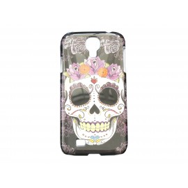 Coque pour Samsung Galaxy S4 / I9500 tête de mort couronne de roses + film protection écran offert