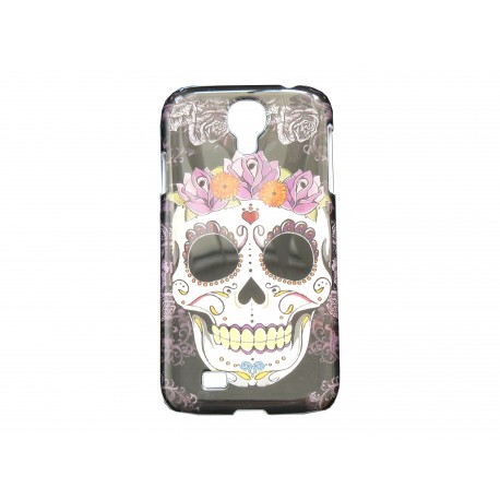 Coque pour Samsung Galaxy S4 / I9500 tête de mort couronne de roses + film protection écran offert