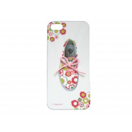 Coque pour Iphone 5 tennis/basket fleurs et lacet rose + film protection écran offert