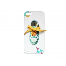 Coque pour Iphone 5 tennis/basket bleue lacet jaune + film protection écran offert