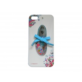 Coque pour Iphone 5 tennis/basket rose et bleue lacet bleu + film protection écran offert
