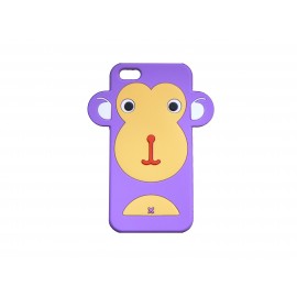 Coque pour Iphone 5 silicone singe violet + film protection écran offert