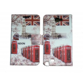 Pochette pour Samsung Galaxy Note 2 / N7100 simili-cuir Big Ben Bus/ UK Angleterre + film protectin écran