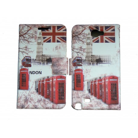 Pochette pour Samsung Galaxy Note 2 / N7100 simili-cuir Big Ben Bus/ UK Angleterre + film protectin écran