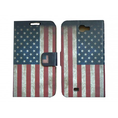 Pochette pour Samsung Galaxy Note 2 / N7100 simili-cuir drapeau vintage Etats-Unis / USA + film protectin écran