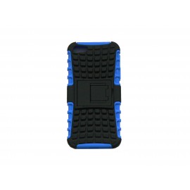 Coque silicone pour Iphone 5 semi-rigide bleue support TV + film protection écran offert