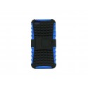 Coque silicone pour Iphone 5 semi-rigide bleue support TV + film protection écran offert