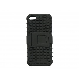 Coque silicone pour Iphone 5 semi-rigide noire support TV + film protection écran offert