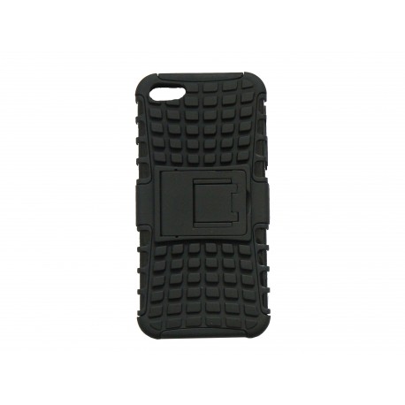 Coque silicone pour Iphone 5 semi-rigide noire support TV + film protection écran offert