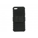 Coque silicone pour Iphone 5 semi-rigide noire support TV + film protection écran offert